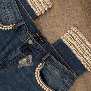 Blue Pearl Embellished Women Jeans